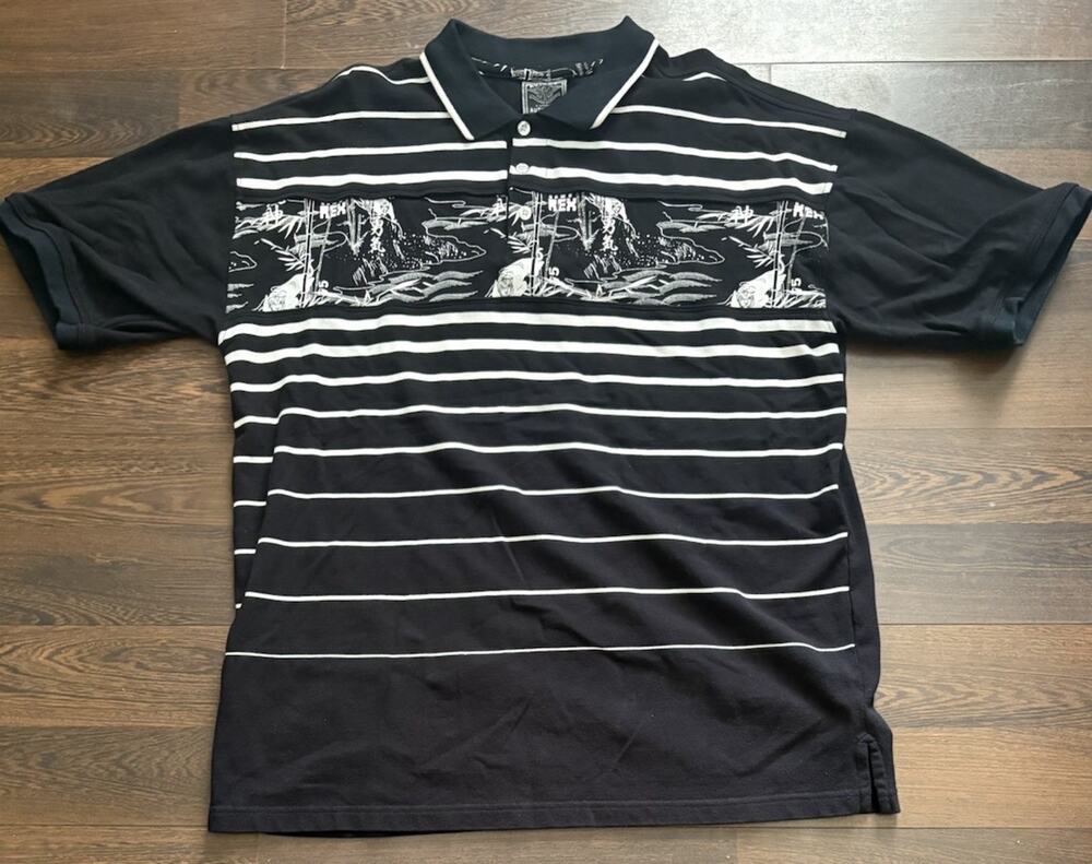 RARE Vintage Avirex Graphic Polo Shirt XL Tiger Crest